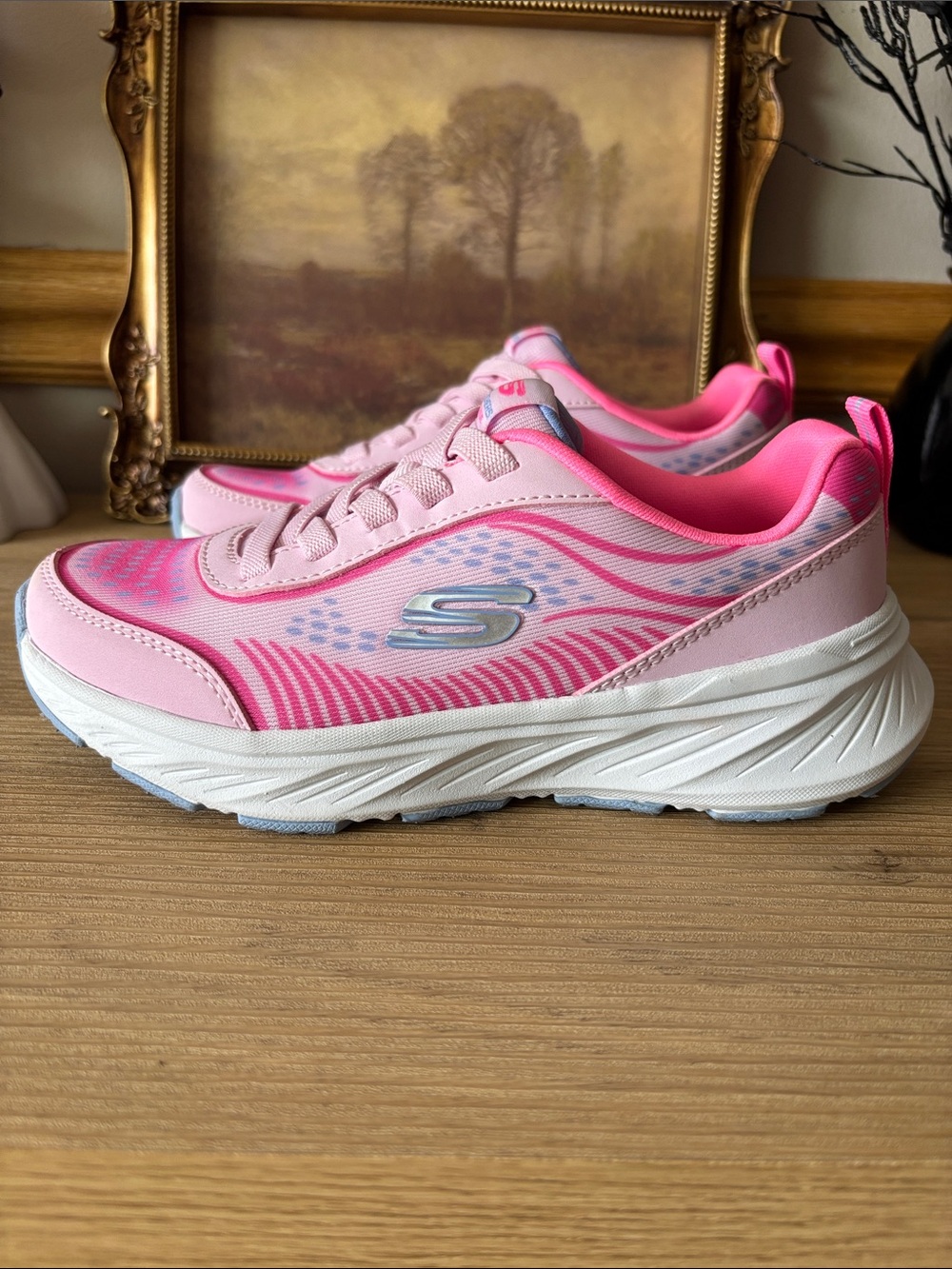 Skechers Kids Pink and Blue Lightweight Athletic Sneakers